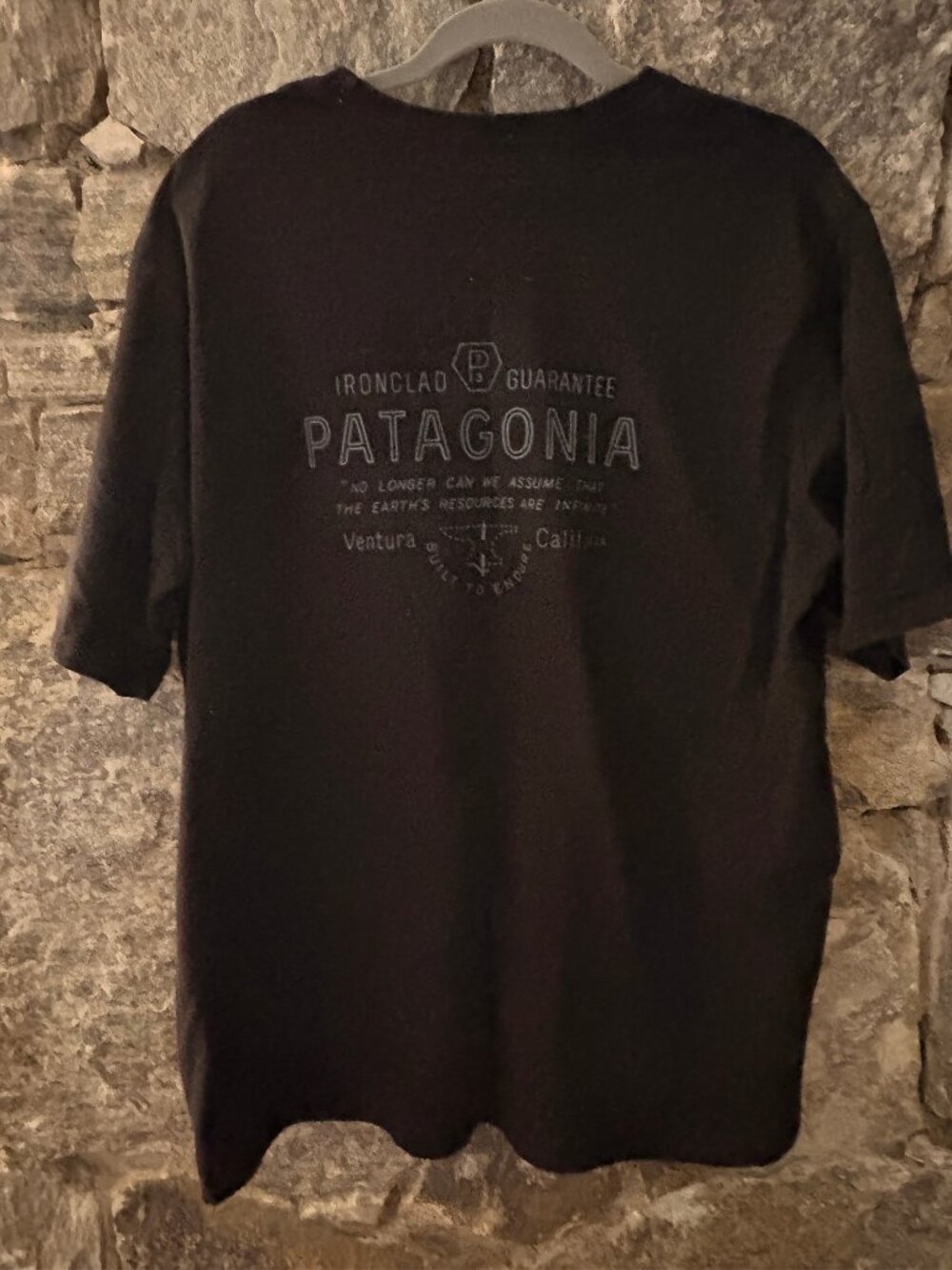 MENS PATAGONIA IRONCLAD FORGE MARK BLACK T SHIRT SZ XL